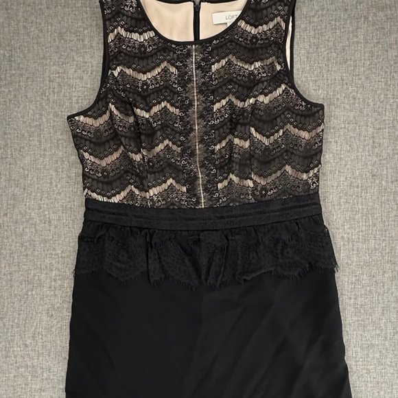 Ann Taylor LOFT‎ Evening Dress Sleeveless Round Neck Lace Detail Size 10 Black - Picture 7 of 13